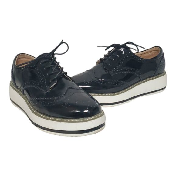 Dadawen Black Patent Platform Oxfords Size 40 - Picture 1 of 4